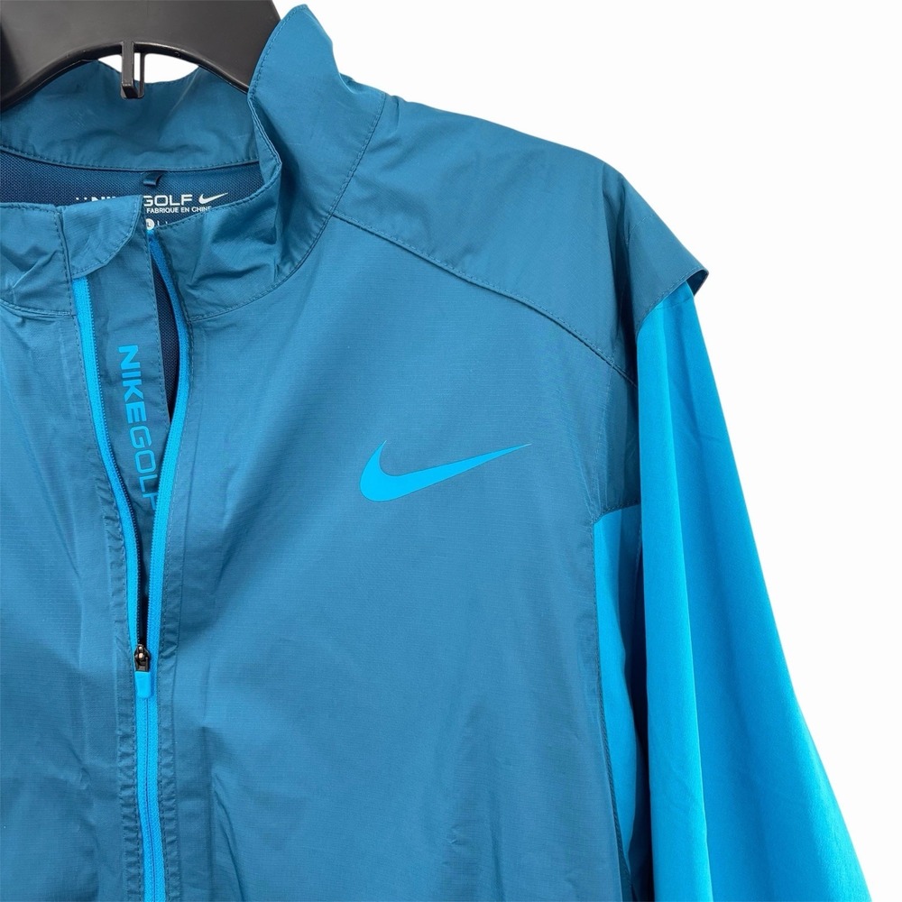 Nike Golf Hyperadapt Shield Windbreaker 1/2 Zip Mens L Blue‎ Color Block Vented
